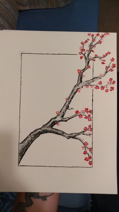 Blossom Tree Sketch, Cherry Blossom Tree Sketch, Tree Sketch, Art Sketches Doodles, Tree Sketches, Art Tree, Piece Of Paper, Blossoms Art, 수채화 그림