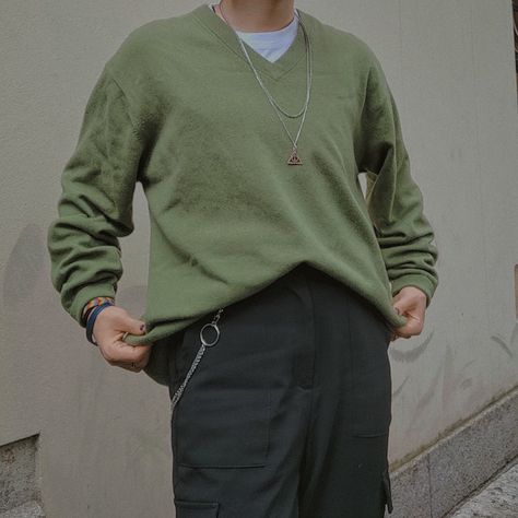 Eboy Outfit, Streetwear Sweater, Outfit Streetwear, Green Aesthetic, Street Wear, Green