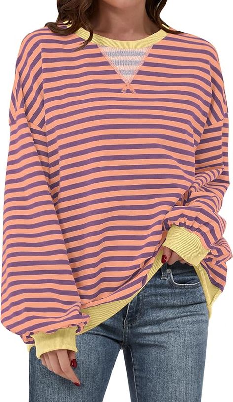 Womens Oversized Sweatshirts, Fall Pullover, Preppy Clothes, Loose Pullover, Preppy Outfits, Oversized Sweatshirt, Office Work, Fall Outfits Women, Sweater Weather