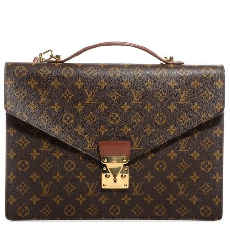 Louis Vuitton “Vintage Monogram Briefcase” Louis Vuitton Briefcase, Louis Vuitton Vintage, Vintage Monogram, Vintage Louis Vuitton, Colored Leather, Leather Interior, Toffee, Polished Brass, Authentic Louis Vuitton