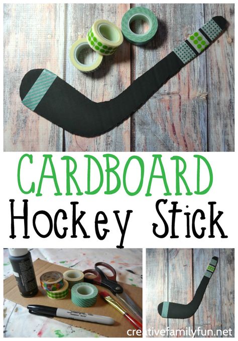 Your young hockey fans will love to make this simple Cardboard Hockey Stick craft. It's fun to make and use to decorate your room. #kidscrafts #kids #kidsactivities #recycledcraft Winter Sports Crafts, Hockey Stick Crafts, Hockey Diy, Hockey Crafts, Sports Crafts, Game Day Quotes, Women History, Ice Hockey Sticks, Hockey Girlfriend