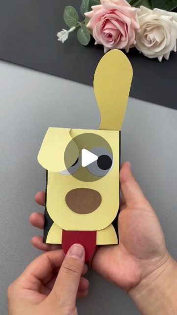 paper crafts creator on Instagram: "Title: DIY Puppy with Moving Ears Craft for Kids  Hashtags: - #HandmadeDIY - #KindergartenHandmade - #ParentChildHandmade - #HomemadeToys - #ChildrensHandmade - #CraftingWithKids" Paper Moving Crafts, Moving Crafts For Kids, Diy Moving Toys, Dog Crafts For Kids, Diy Moving, Paper Projects Diy, Dog Craft, Diy Paper Toys, Homemade Toys