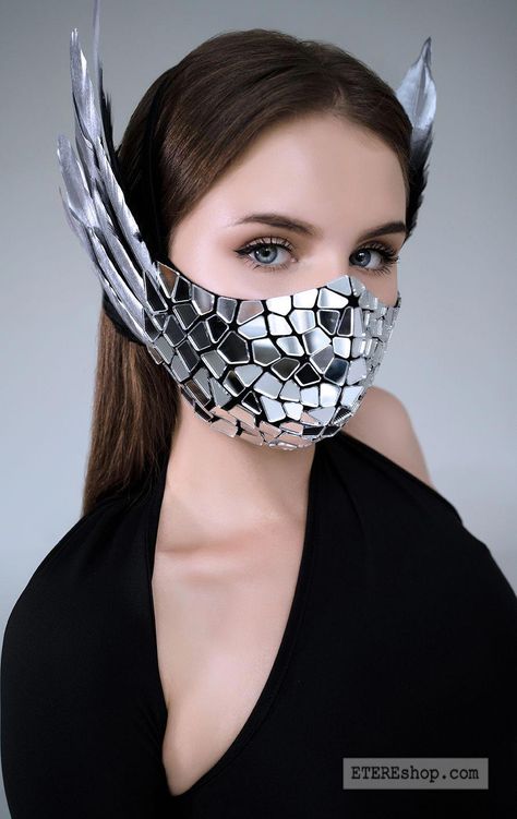 Fashion Mask Design Ideas, Fashion Mask Design, Creative Face Mask, Mirror Mask, Mask Masquerade Ball, Ball Mirror, Mask Photography, Face Mask Design Ideas, Rave Bras