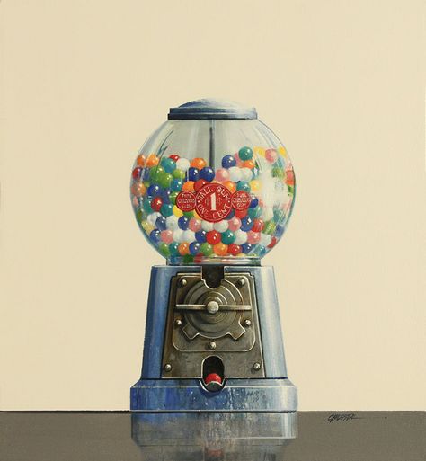 CODA Gallery Wendy  Chidester Ball Gum One Cent Gumball Machine Drawing, Vintage Gumball Machine, Machine Drawing, Candy Art, University Of Utah, Palm Desert, Arts Award, Gumball Machine, Artist Statement