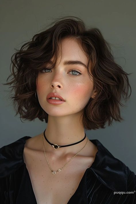 90's Bob Haircut for Old Money Look - Puqqu Short Wavy Haircuts For Long Faces, Short Layered Haircuts Thick Hair, 90s Bob Haircut Grunge, Boy Cut For Women, Old Money Bob, 90s Bob Haircut, 90s Short Bob, Haircuts 2024, Wavy Bob Haircuts