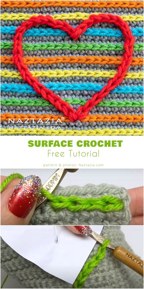 How to surface crochet Surface Crochet Patterns, Surface Crochet, Slip Stitch Crochet, Hand Knitting Diy, Crochet Embellishments, Diy Embroidery Patterns, Crochet Goodies, Crochet Decoration, Crochet World