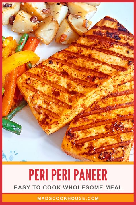 Paneer or cottage cheese pieces in a hot and spicy Peri-Peri sauce. And tossed vegetables on the side. Try this easy to cook and healthy meal perfect for lunch or dinner. #PeriPeri #HealthyRecipes #PaneerRecipes Peri Peri Paneer, Grilled Paneer, Peri Peri Sauce, Cheesesteak Recipe, Peri Peri, Hot And Spicy, Paneer Recipes, Grilled Chicken Recipes, Indian Snack Recipes