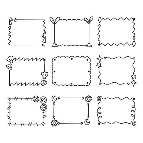 Hand drawn doodle frames collection | Premium Vector #Freepik #vector #doodle-frame #hand-drawn-frame #assortment #hand-drawn Bullet Journal Frames, Banner Doodle, Scrapbook Vintage, Doodle Borders, Doodle Frame, Doodle Frames, Page Borders Design, Drawing Frames, Cute Frames