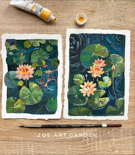 Sketch Step By Step, Canvas Painting For Beginners, Water Lilies Painting, Painting For Beginners, Gouache Art, Art Painting Gallery, Youtube Youtube, Small Canvas Art, Watercolor Art Lessons