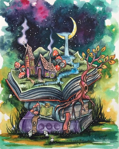 Kat Fedora on Instagram: ““Imaginary Worlds” I live creating these lovely little fairytale lands 💜 This piece is currently available in @artisticsoulsgallery…” Citate Harry Potter, Watercolor Paintings Nature, Postal Vintage, Jackson Square, Nature Watercolor, Nature Collection, Fish Painting, Artist Paint, Pics Art