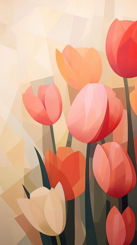 Tulip garden art painting pattern. | Free Photo Illustration - rawpixel Garden Art Painting, Tulip Illustration, Nature Icon, Tulip Art, Abstract Aesthetic, Poppy Drawing, Tulip Garden, Tulips Art, Tulips Garden