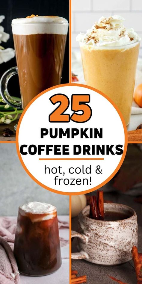 If you love Fall coffee drinks with pumpkin, you will love this selection of homemade pumpkin coffee drinks. From simple hot pumpkin coffee recipes to pumpkin cream cold brew and iced coffee with pumpkin,you'll find so many delicious pumpkin coffee ideas in this recipe collection. Pumpkin Coffee Drinks, Homemade Pumpkin Coffee, Pumpkin Coffee Recipe, Pumpkin Latte Recipe, Flavored Coffee Recipes, Healthy Coffee Drinks, Fall Coffee Drinks, Pumpkin Cream Cold Brew, Iced Pumpkin Spice Latte