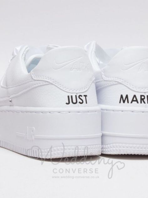 Nike Wedding Shoes, Nike Air Force Sage, Nike Wedding, Wedding Trainers, Wedding Sneakers For Bride, Groom Wedding Shoes, Bride Sneakers, Wedding Shoes Sneakers, Reception Shoes