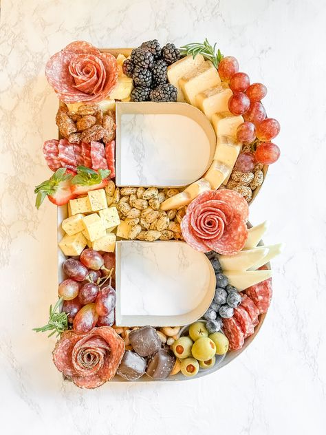 Letter B ✨ #lettering #letters #letterboard #happybirthdaywishes #b12 #vitaminb12 #healthy #healthyrecipe #charcuterie Letters For Charcuterie, Letter Meat And Cheese Board, Grad Charcuterie Board Ideas, Letter Cheese Board, Diy Finger Foods Party, Letter Grazing Board, Diy Charcuterie Letters, Charcuterie With Veggies, Letter B Charcuterie Board