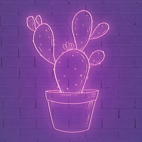 Purple neon cactus design element | premium image by rawpixel.com / katie Purple Cactus Aesthetic, Cactus Background, Desert Illustration, Cactus Backgrounds, Neon Cactus, Cactus Illustration, Violet Background, Purple Neon, Neon Flowers