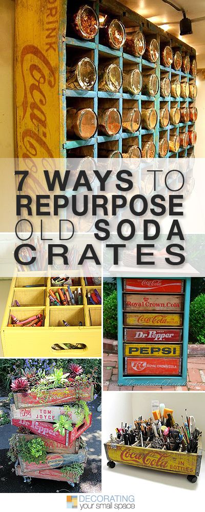 7 Ways to Repurpose Old Soda Crates • Great Ideas and Tutorials! Old Coke Crates, Coke Crate Ideas, Crate Decor, Vintage Soda, Old Crates, Vintage Coke, Bottle Display, Wood Crates, Pop Bottles