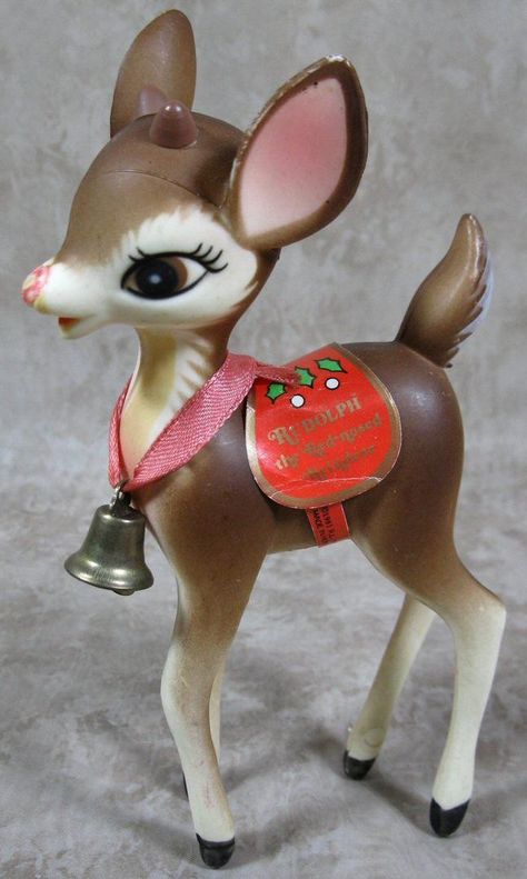 Plastic Christmas Ornaments, Reindeer Figure, Rudolph Red Nose, Rudolph Red Nosed Reindeer, Red Nose Reindeer, Ghost Of Christmas Past, Vintage Reindeer, Kurt Adler, Rudolph The Red