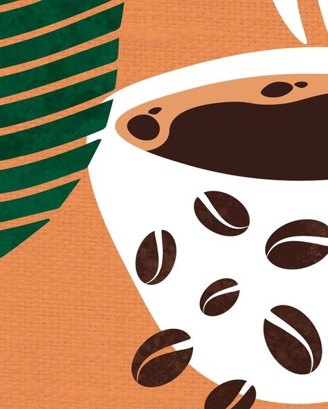 Coffee Poster Design Illustration, Coffee Abstract Art, Abstract Coffee Art, Cafe Minimalist, Coffee Illustrations, Coffee Graphics, Cafe Artwork, Abstract Boho Art, Boho Illustration