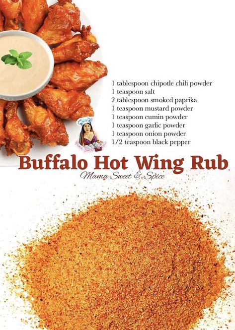 Wing Rub Recipe, Buffalo Hot Wings, Hot Wing Recipe, Dry Rub Recipes, Chipotle Chili Powder, Hot Sauce Recipes, Homemade Spice Blends, Chipotle Chili, Rub Recipes