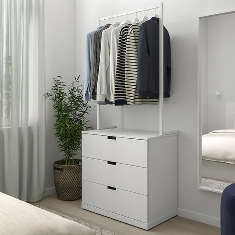 NORDLI 3-drawer chest - white - IKEA Nordli Ikea, Raskog Ikea, Ikea Nordli, 8 Drawer Dresser, Painted Drawers, Dresser Storage, 3 Drawer Chest, Drawer Runners, White Chests