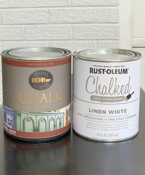 Behr Chalk Paint vs Rust-Oleum Chalk Paint - Sarah Joy Blog Behr Chalk Paint Farmhouse White, Behr Chalk Paint Furniture, Rust Oleum Chalk Paint Colours, Behr Chalk Paint Colors, Behr Chalk Paint, Chalk Paint Furniture Dresser, Things Paint, Grey Chalk Paint, Redoing Furniture