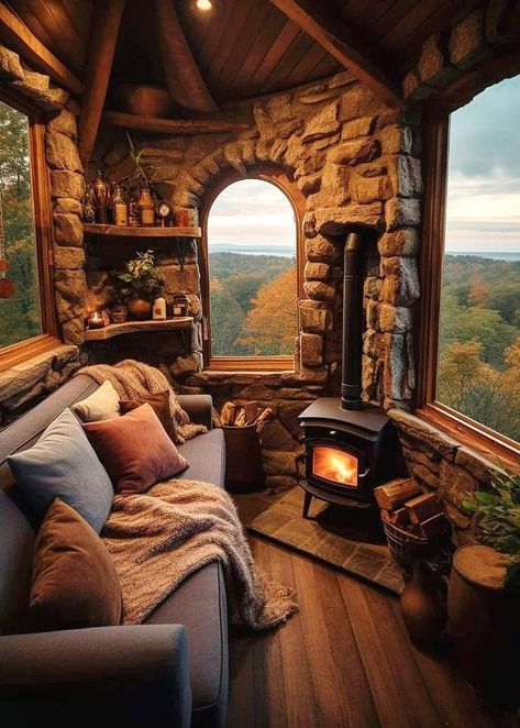 Cosy Places, Rustic Master, Log Houses, Dream Bedrooms, Rustic Bedroom Decor, Rustic Home Design, Log Cabin Homes, Stone Cottage, Cabins And Cottages