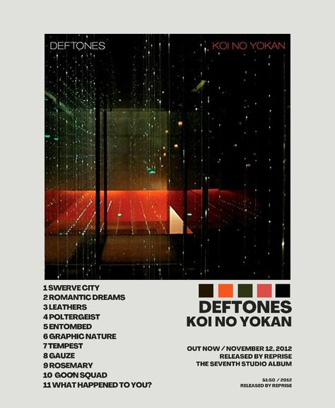 Koi No Yokan Album Cover, Deftones Album Covers, Deftones Koi No Yokan, Deftones Poster, Album Posters, Bedroom Aesthetics, Band Poster, Music Poster Design, Dorm Posters