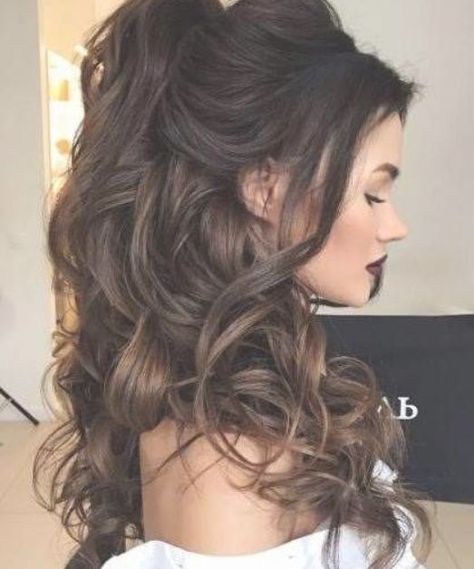 voluminous half ponytail half up half down wedding hairstyles Long Ponytail Hairstyles, Curly Prom Hair, Formal Hairstyles For Long Hair, Half Ponytail, Quinceanera Hairstyles, Prom Hairstyles For Long Hair, Trendy Wedding Hairstyles, Wedding Hair Down, Hair Pictures