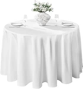 Vidafete 2 Pack 120inch Round Tablecloth Polyester Table Cloth，Stain Resistant and Wrinkle Polyester Dining Table Cover for Kitchen Dinning Party Wedding Rectangular Tabletop Buffet Decoration (White) Decoration Buffet, White Round Tables, Dining Table Cover, Buffet Decor, Wedding Tablecloths, Party Table Cloth, Mantel Redondo, Color Wedding, Rectangle Tablecloth