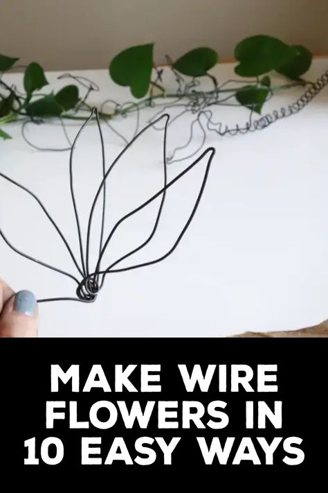 How to Make Wire Flowers Wire Projects Diy, Make Wire Flowers, Wire Plant Hangers Diy, Wire Flower Template, Wire Sunflower Tutorial, Diy Wire Art Sculpture, Diy Wire Projects, Thick Wire Crafts, How To Make Wire Flowers Tutorials