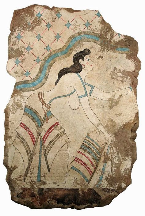 The Stream of Time: The Minoans: Fashion Minoan Women, Knossos Palace, Fresco Painting, Bronze Age Civilization, Minoan Art, Ancient Greek Art, Ancient Paintings, Greek History, Art Ancien