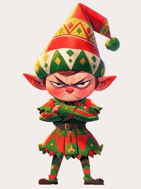 Elf On The Shelf Illustration, Christmas Elf Character Design, Evil Christmas Elf, Christmas Elf Drawing, Christmas Elf Character, Christmas Elf Art, Angry Elf, Elf Cartoon, Elf Drawings