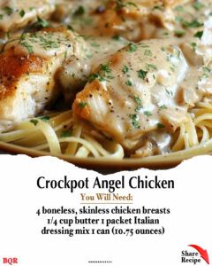 Crockpot Angel Chicken Chicken With Italian Dressing Crockpot, Crock Pot Angel Chicken, Angel Chicken Crockpot, Crockpot Angel Chicken Recipe, Crock Pot Angel Chicken Recipe, Crockpot Chicken Breasts, Slow Cooker Angel Chicken, Soup Cream Cheese, Crockpot Chicken Breast Recipes