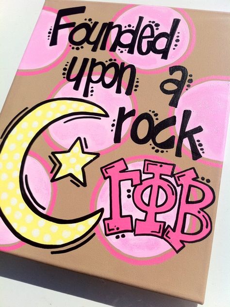 Gamma Phi Beta Open Motto Hand-painted canvas! Sorority Diy, Big Little Basket, Sorority Canvas, Pi Phi, Sorority Designs, Sorority Crafts, Gamma Phi Beta, Alpha Sigma Alpha, Greek Sorority