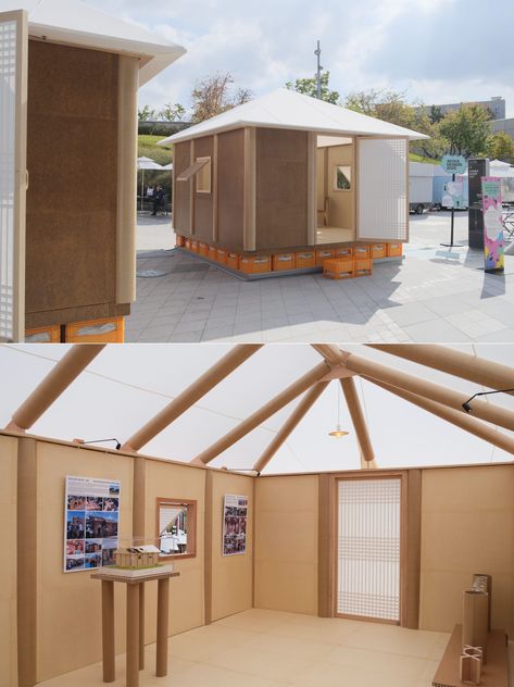 Paper Temporary Tiny House by Shigeru Ban is a Prefabricated Budget Conscious Relief Habitat Temporary House, Temporary Shelter, Temporary Architecture, Shigeru Ban, Temporary Housing, Temporary Structures, Maker Project, Honeycomb Paper, Italian Actress