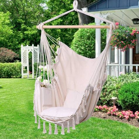 10 Pieces for Outdoor Boho Style | Apartment Therapy Boho Outdoor Space, Chair Hammock, Macrame Hanging Chair, Hanging Hammock Chair, Bedroom Patio, Hanging Hammock, Woven Chair, Hammock Stand, Outdoor Swing