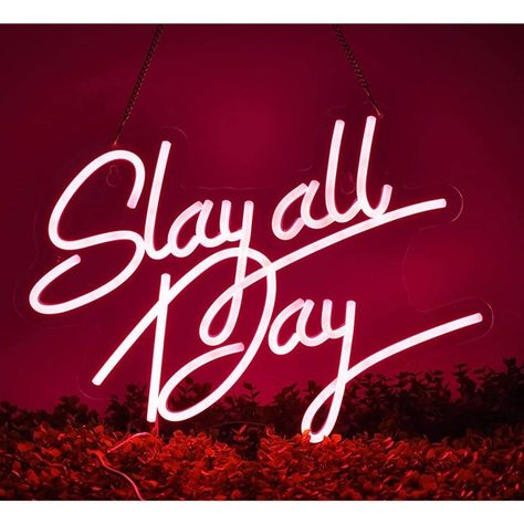 Bright Pink “Slay All Day” LED Night Light Room Wall Decoration Slay All Day, Novelty Lighting, Strip Lights, Neon Art, Usb Adapter, Pink Brand, Led Neon, Led Night Light, Wall D