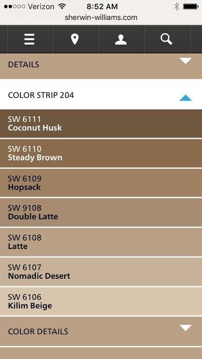 Sherwin Williams Latte, Shades Of Brown Paint, Beige Wall Colors, Living Room Lighting Design, Brown Paint Colors, House Paint Color Combination, Home Hall Design, Brown House, Brown Paint