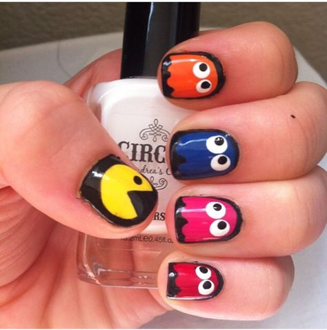 Pac man Guy Nail Ideas, Guys Nail Designs, Pac Man Nails, Mac Nails, Man Nails, Toes Nails, Classy Nail, Instagram Contest, Simple Fall Nails