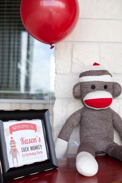 Sock Monkey Birthday Party, Sock Monkey Party, Sock Monkey Birthday, Monkey Birthday Party, Boy Birthday Ideas, Monkey Party, Monkey Birthday, Sock Monkey, 2nd Birthday Party