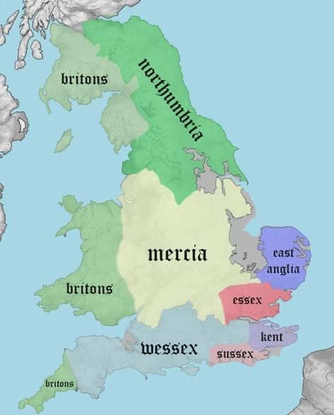 Ancient Britain, Anglo Saxon Kingdoms, Saxon History, Anglo Saxon Kings, Genealogy Map, Anglo Saxon History, Map Of Britain, England Map, Roman Britain