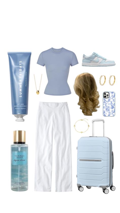 Baby blue, victoria’s secret, aqua kiss, earrings, gold, cotton pants, t-shirt, blowout, summer fridays, Airport Outfit Summer, Summer Fridays, Summer Blue, Airport Outfit, Cotton Pants, Earrings Gold, Baby Blue, Victoria’s Secret, Summer Outfits