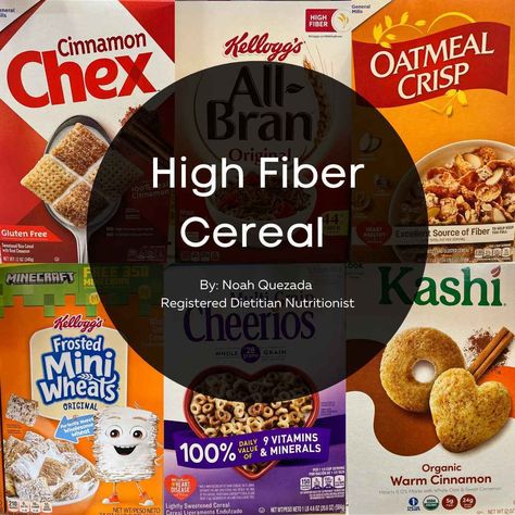 Looking for high fiber cereals, this list was created by a dietitian and walks you through 47 of the top high fiber cereal. Meal Plan High Protein, 1800 Calorie Diet, 1800 Calorie Meal Plan, Snack List, Life Cereal, Oatmeal Crisp, High Fiber Cereal, Fiber Cereal, Banana Protein Smoothie