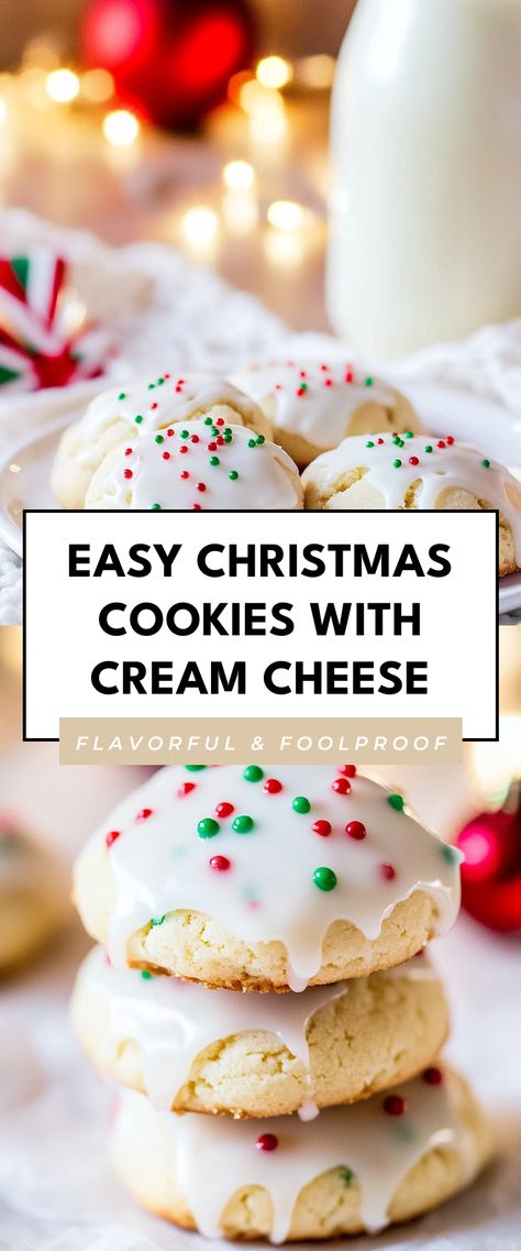 Image for Easy Christmas Cookies with Cream Cheese Christmas Baking With Cream Cheese, Cream Cheese Cookies Christmas, Cookies With Cream Cheese In Them, Christmas Cream Cheese Cookies, Easy Cream Cheese Cookies, Cinnamon Cream Cheese Cookies, Cream Cheese Cookies Recipes, Cream Cheese Christmas Cookies, Cream Cheese Cookie Recipe