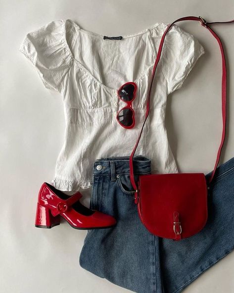 @thefashionaries Americana Outfits, Quoi Porter, Mode Inspo, Casual Style Outfits, Mode Inspiration, Lookbook Outfits, Red Shoes, Dream Clothes, Looks Vintage