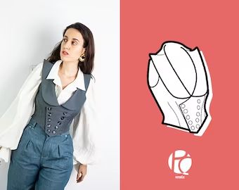 PatternCosPatterns - Etsy Canada Waist Mantle Sewing Pattern, Victorian Sewing Patterns Free, Alt Sewing Projects, Diy Sewing Clothes Upcycling, Waistcoat Sewing Pattern, Waistcoat Sewing, Creating Clothes, Vest Sewing, Waistcoat Pattern