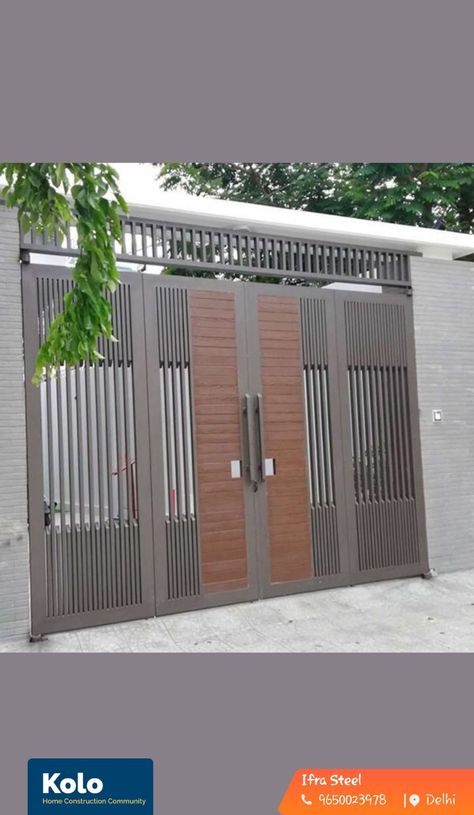 Frontmaingate, steelgate, koloapp, kerala, exterior, delhi Steel Gates Design Entrance, Main Entrance Parking Door Design, Wpc Gate Design Modern, Ms Steel Gate Design, Curved Gate Entrance, Ms Gates Design, Iron Main Gate Design Modern Latest, Parking Gate Design Entrance, Steel Main Gate Design Front Doors