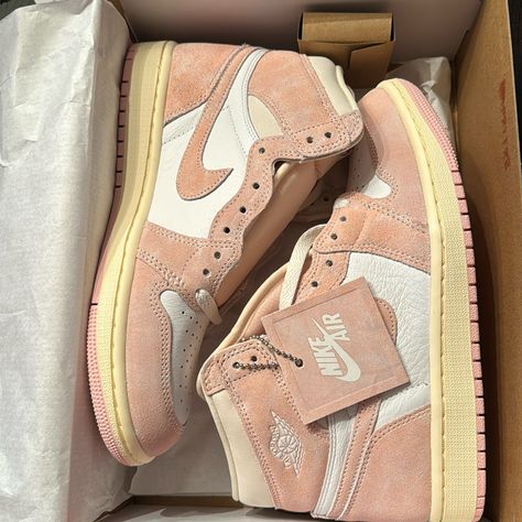 Beautiful New Washed Pink Jordans! Never Worn. Washed Pink Jordans, Pink Jordans, Nike Pink, Newest Jordans, Jordan 1 Retro, Jordan 1, Nike Shoes, Nike Women, Jordan