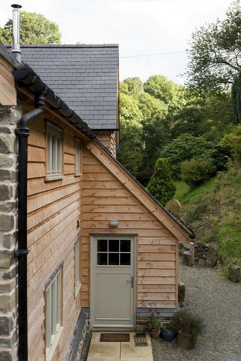 Border Oak Barn - Melin Melai 113 | Border Oak Barn Conversion Exterior, Converted Barn Homes, Porch Extension, Oak Cladding, Border Oak, Cottage Extension, Oak Frame House, Oak Framed Buildings, Exterior House Remodel