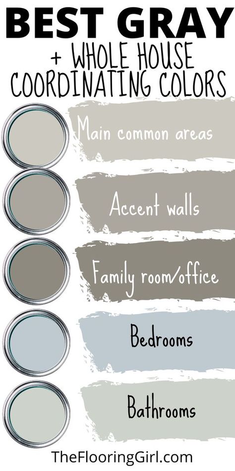 Sherwin Williams Repose Gray, Best Gray Paint, Best Gray Paint Color, Koti Diy, Repose Gray, House Paint Interior, Hiasan Bilik Tidur, House Color Palettes, Gray Paint